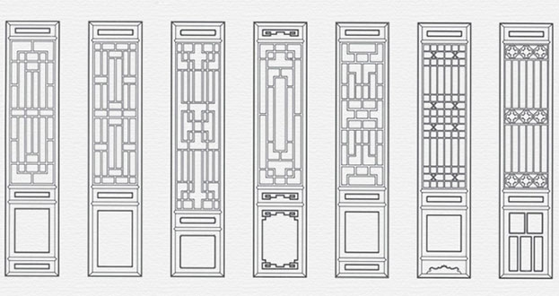 东港常用中式仿古花窗图案隔断设计图